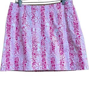 Lilly Pulitzer Boardwalk Cafe Pink & White Floral Animal Print Skirt Size 12